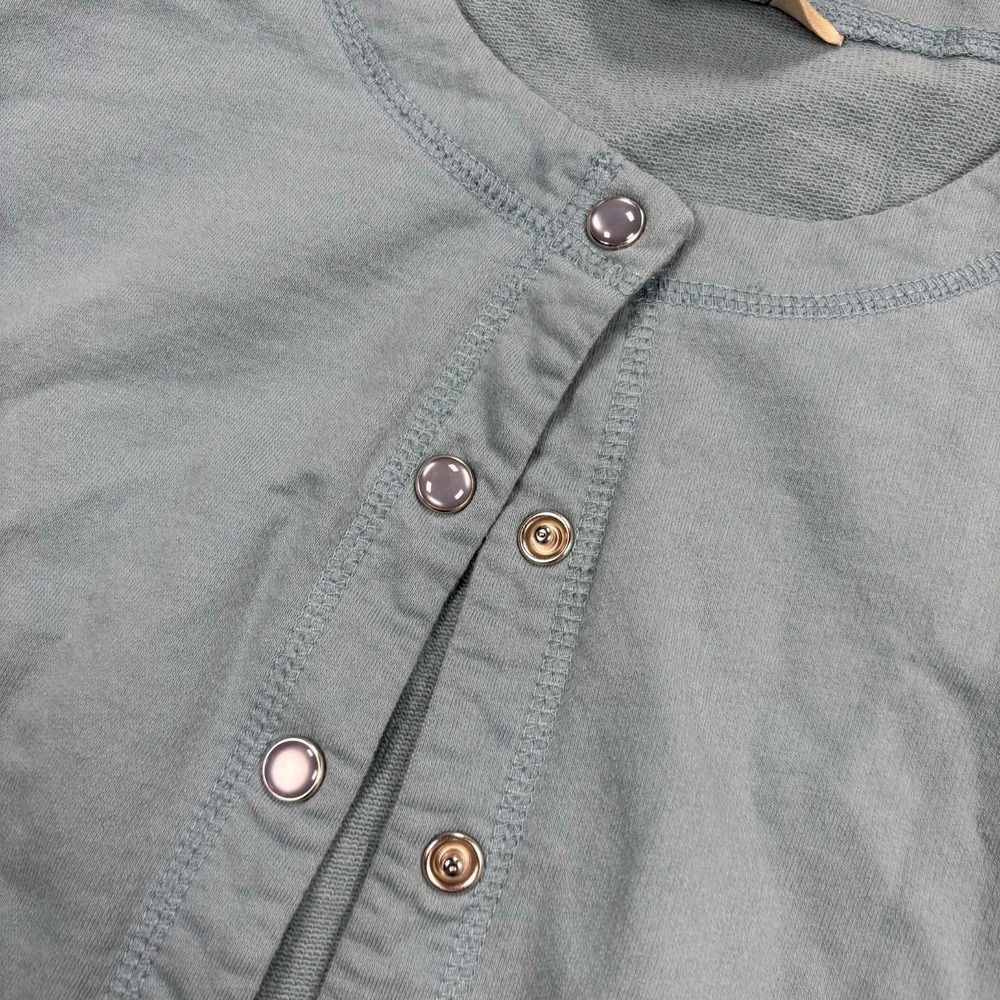L.L. Bean Women's L Blued Terry Pearl Snap Knit Cardigan Shirt‎ Coastal Grandma - Picture 3 of 5